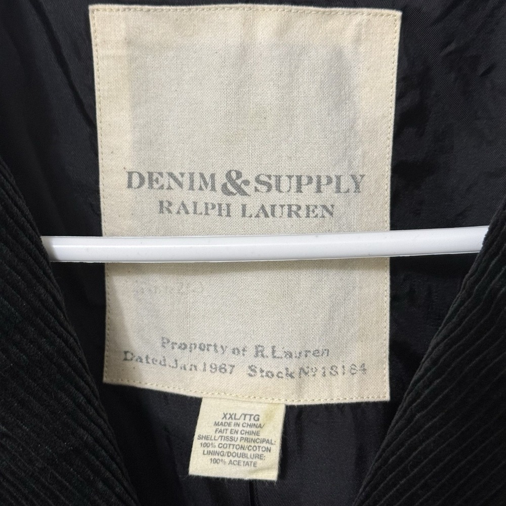 Denim & Supply Ralph Lauren Black Corduroy Double Breasted Peacoat 2XL Men's - Picture 3 of 5